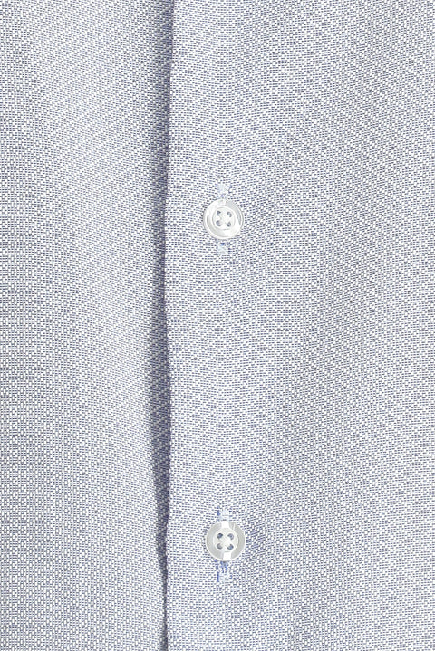 Blue Long-Sleeve Classic Patterned Cotton Easy-Iron Shirt