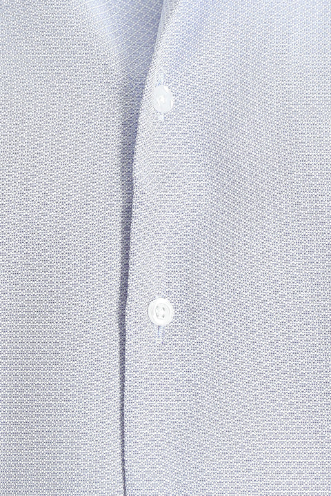 Blue Long-Sleeve Classic Patterned Cotton Easy-Iron Shirt