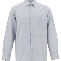 Dark Blue Long Sleeve Classic Patterned Cotton Easy-Iron Shirt