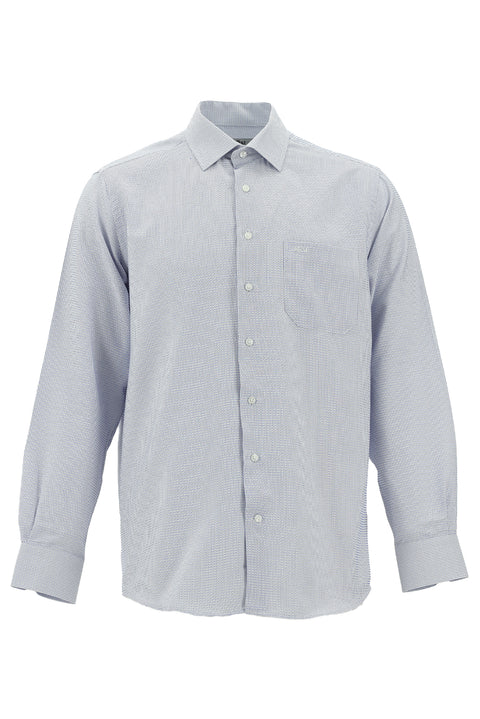 Dark Blue Long Sleeve Classic Patterned Cotton Easy-Iron Shirt