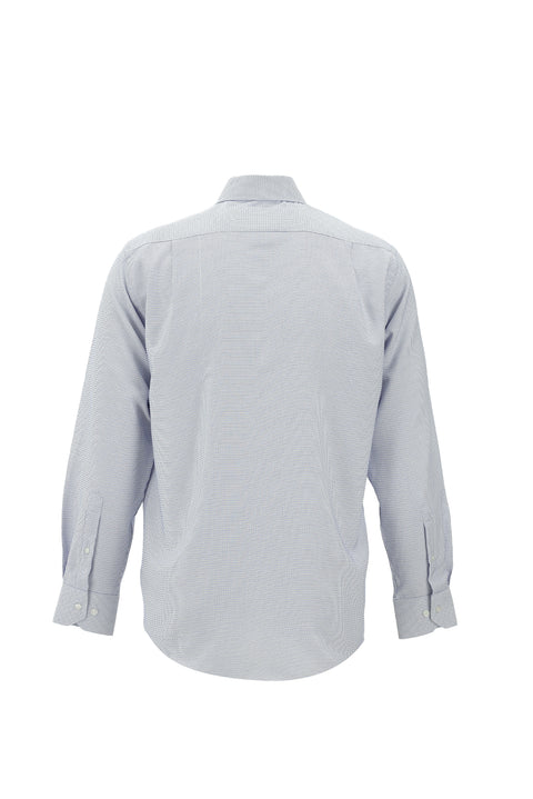 Dark Blue Long Sleeve Classic Patterned Cotton Easy-Iron Shirt