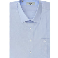Light Blue Long Sleeve Classic Patterned Cotton Easy-Iron Shirt