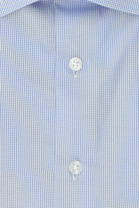 Light Blue Long Sleeve Classic Patterned Cotton Easy-Iron Shirt