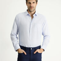 Light Blue Long Sleeve Classic Patterned Cotton Easy-Iron Shirt