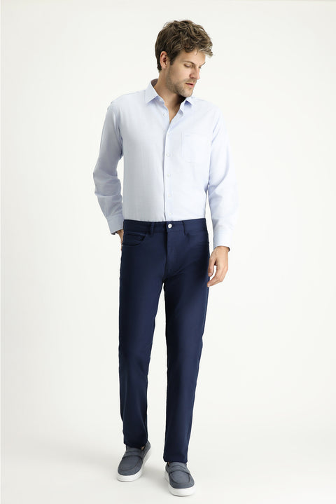 Light Blue Long Sleeve Classic Patterned Cotton Easy-Iron Shirt