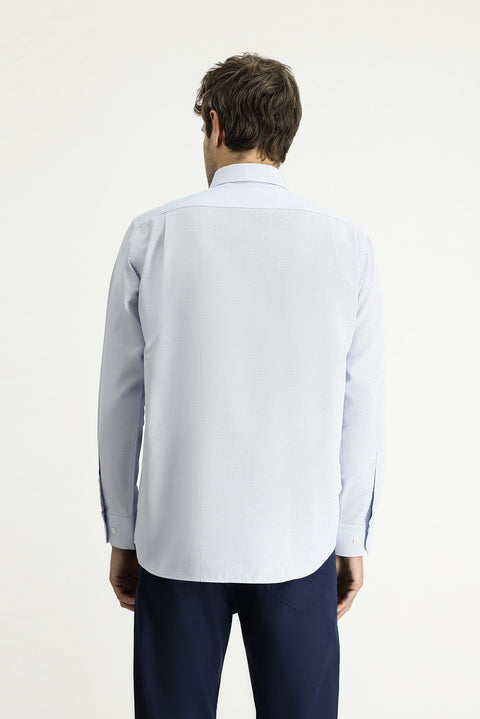Light Blue Long Sleeve Classic Patterned Cotton Easy-Iron Shirt