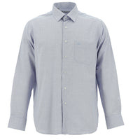 Blue Long-Sleeve Classic Patterned Cotton Easy-Iron Shirt