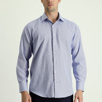 Dark Blue Long Sleeve Classic Patterned Cotton Easy-Iron Shirt