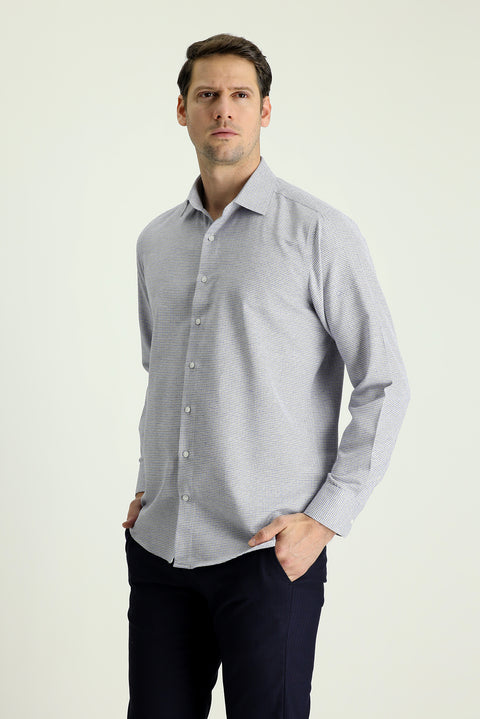Light Brown Long Sleeve Classic Patterned Cotton Easy-Iron Shirt