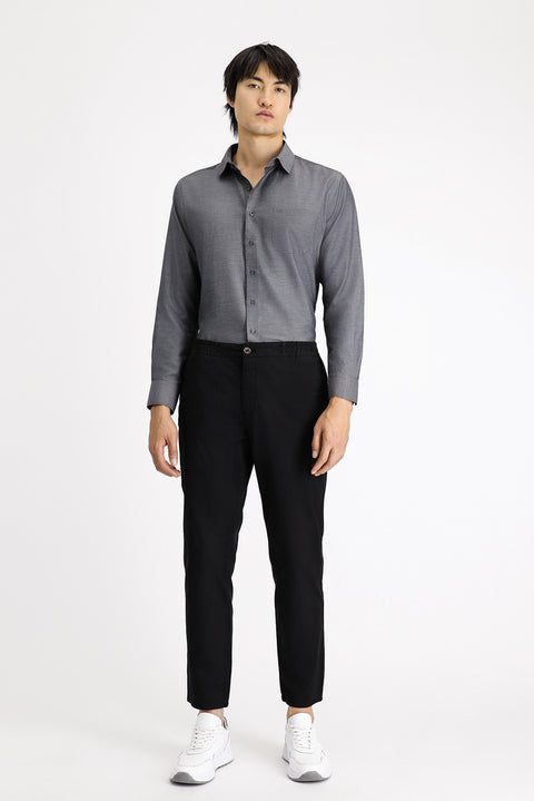 Dark Anthracite Long Sleeve Classic Patterned Cotton Easy-Iron Shirt