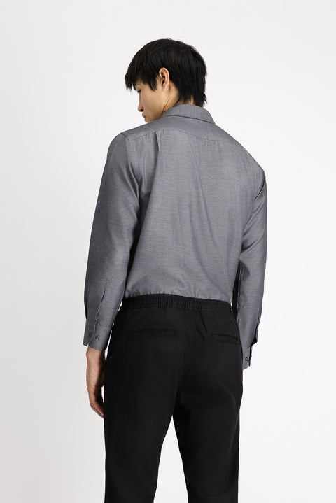 Dark Anthracite Long Sleeve Classic Patterned Cotton Easy-Iron Shirt