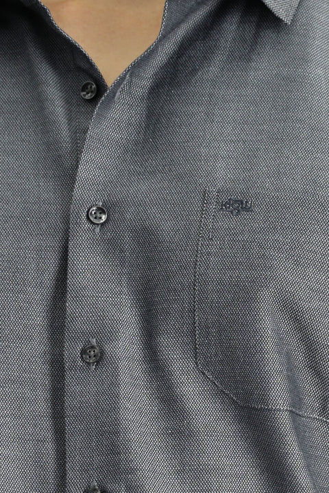Dark Anthracite Long Sleeve Classic Patterned Cotton Easy-Iron Shirt