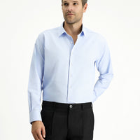 Light Blue Long Sleeve Classic Patterned Cotton Easy-Iron Shirt