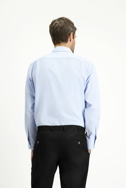 Light Blue Long Sleeve Classic Patterned Cotton Easy-Iron Shirt