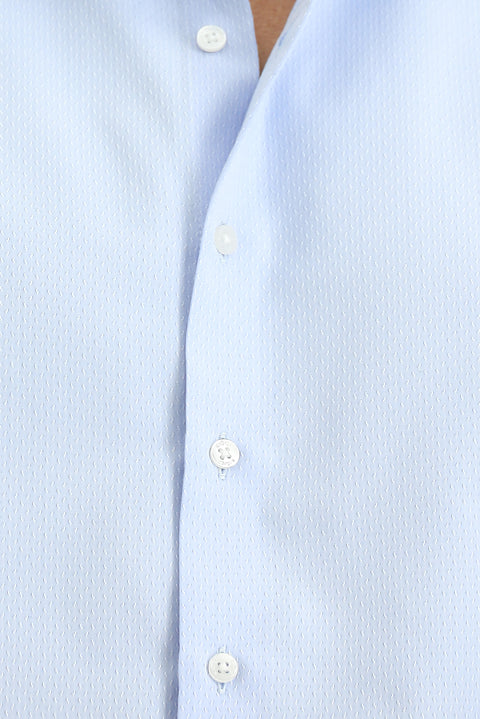 Light Blue Long Sleeve Classic Patterned Cotton Easy-Iron Shirt