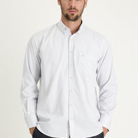 Light Grey Long Sleeve Regular Fit Patterned Cotton Easy-Iron Button-Down Collar Shirt