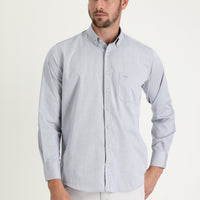 Medium Navy Long Sleeve Regular Fit Patterned Cotton Easy-Iron Button-Down Collar Shirt