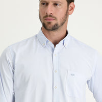 Light Blue Long Sleeve Regular Fit Patterned Cotton Easy-Iron Button-Down Collar Shirt