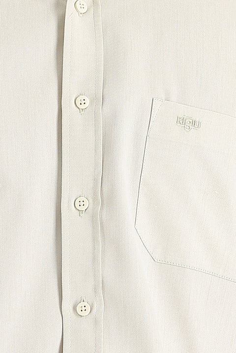 Light Beige Long Sleeve Regular Fit Patterned Cotton Easy-Iron Button-Down Collar Shirt