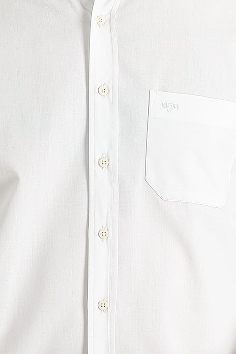 White Long Sleeve Regular Fit Patterned Cotton Easy-Iron Button-Down Collar Shirt