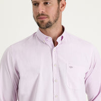 Lilac Long Sleeve Regular Fit Patterned Cotton Easy-Iron Button-Down Collar Shirt
