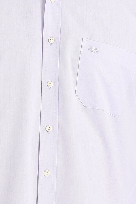 Light Purple Long Sleeve Regular Fit Patterned Cotton Easy-Iron Button-Down Collar Shirt
