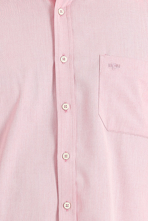 Light Red Long Sleeve Regular Fit Patterned Cotton Easy-Iron Button-Down Collar Shirt