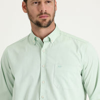 Aqua Green Long Sleeve Regular Fit Patterned Cotton Easy-Iron Button-Down Collar Shirt