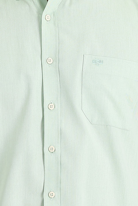 Aqua Green Long Sleeve Regular Fit Patterned Cotton Easy-Iron Button-Down Collar Shirt