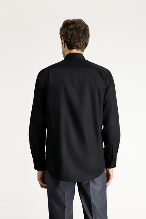 Black Long Sleeve Non-Iron Satin Classic Cotton Shirt