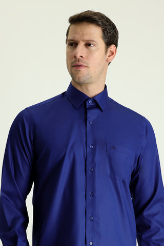  Orta Lacivert Uzun Kol Non Iron Klasik Pamuklu Gömlek