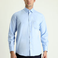 Light Blue Long Sleeve Non-Iron Satin Classic Cotton Shirt