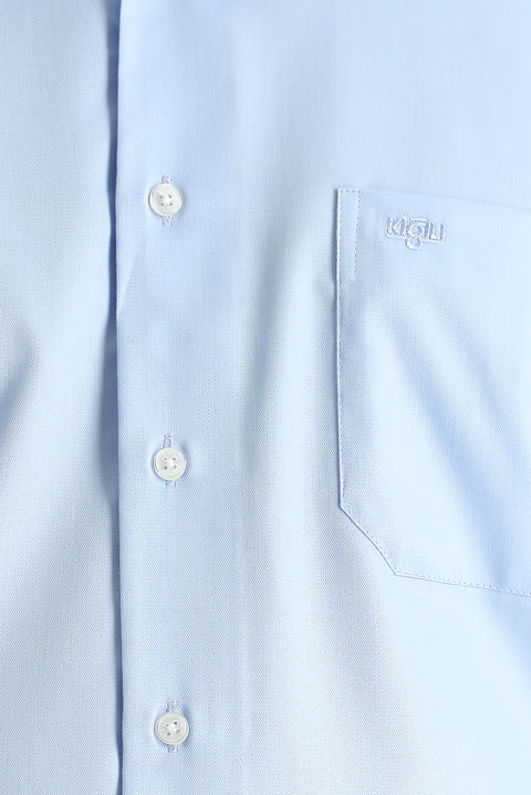 Light Blue Long Sleeve Non-Iron Satin Classic Cotton Shirt