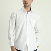 White Long Sleeve Non-Iron Sateen Classic Cotton Easy-Care Shirt