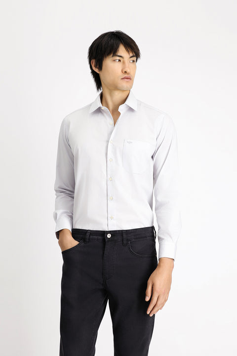 Light Grey Long-Sleeve Classic Cotton Shirt