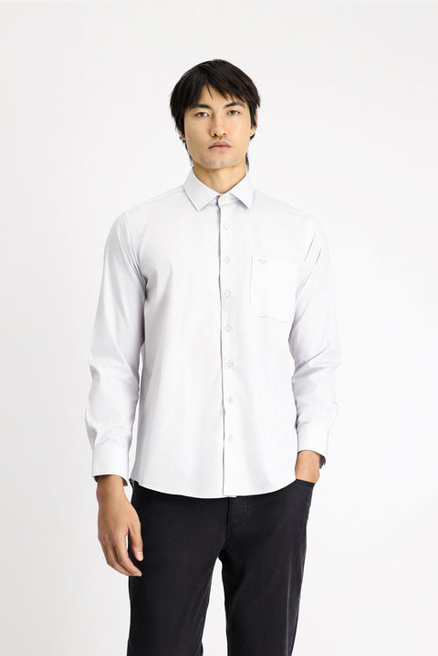 Light Grey Long-Sleeve Classic Cotton Shirt