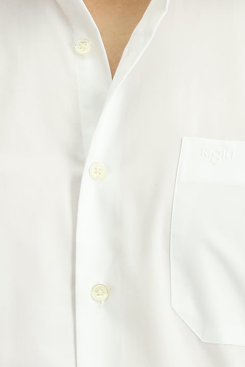 White Long-Sleeve Classic Cotton Shirt