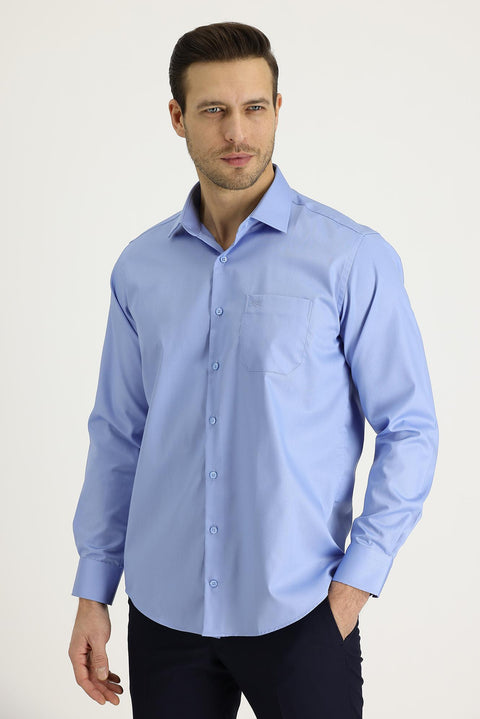 Light Blue Long Sleeve Classic Non-Iron Cotton Shirt