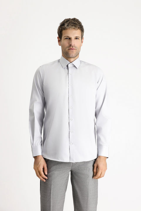 Medium Grey Long Sleeve Classic Non-Iron Cotton Shirt