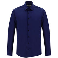 Medium Navy Long Sleeve Classic Non-Iron Cotton Shirt