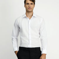 White Long Sleeve Slim Fit Classic Cotton Shirt