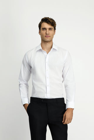  Beyaz Uzun Kol Slim Fit Dar Kesim Klasik Pamuk Gömlek