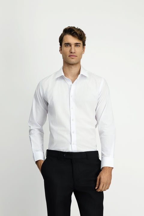 White Long Sleeve Slim Fit Classic Cotton Shirt