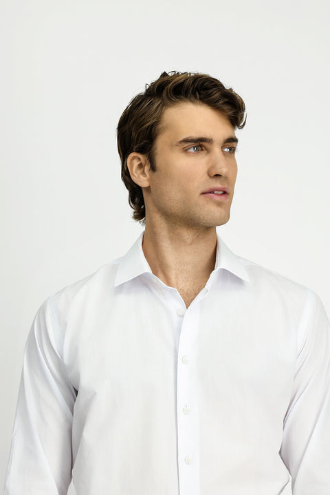 White Long Sleeve Slim Fit Classic Cotton Shirt