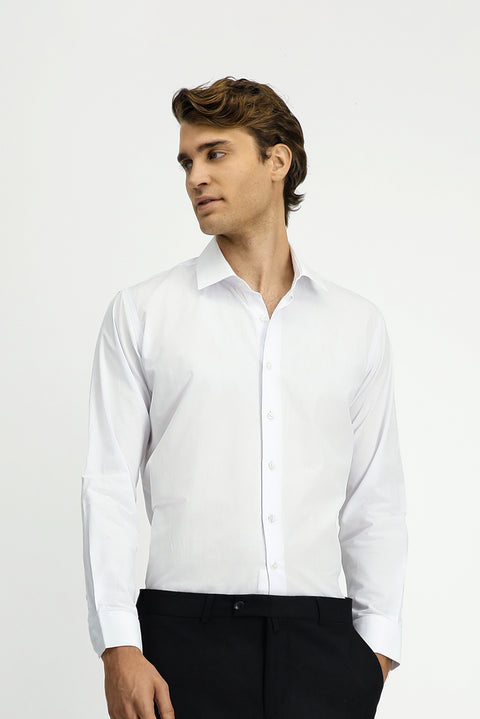 White Long Sleeve Slim Fit Classic Cotton Shirt