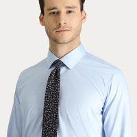 Light Blue Long Sleeve Slim Fit Narrow Cut Non-Iron Satin Cotton Shirt