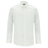 White Long Sleeve Slim Fit Narrow Cut Non-Iron Satin Cotton Shirt