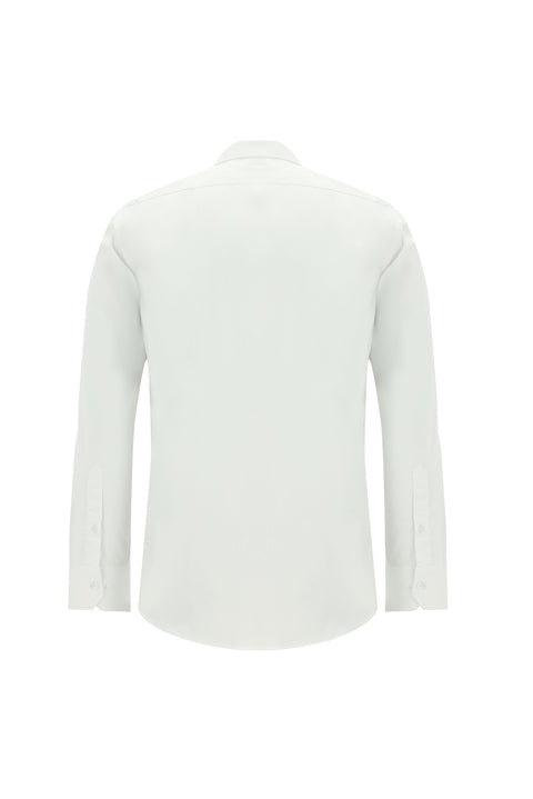 White Long Sleeve Slim Fit Narrow Cut Non-Iron Satin Cotton Shirt