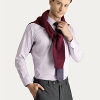 Lilac Long Sleeve Slim Fit Narrow Cut Non-Iron Satin Cotton Shirt