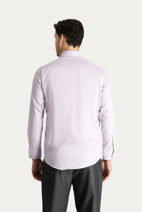 Lilac Long Sleeve Slim Fit Narrow Cut Non-Iron Satin Cotton Shirt